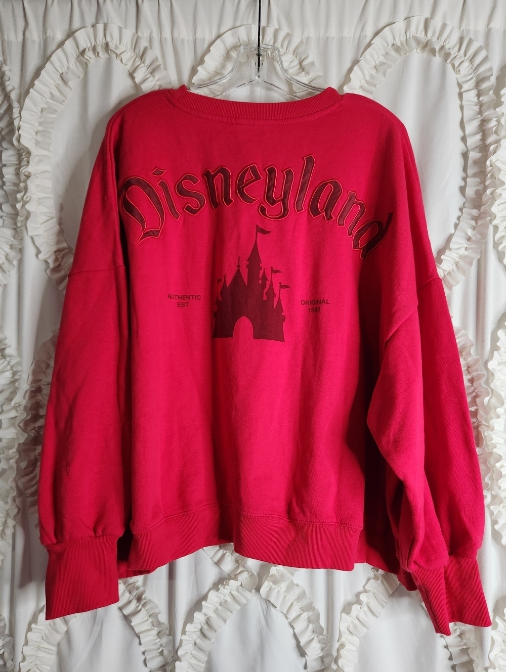DISNEY Red Embroidered Sleeping Beauty Castle Crewneck Sweatshirt Sz 2X
